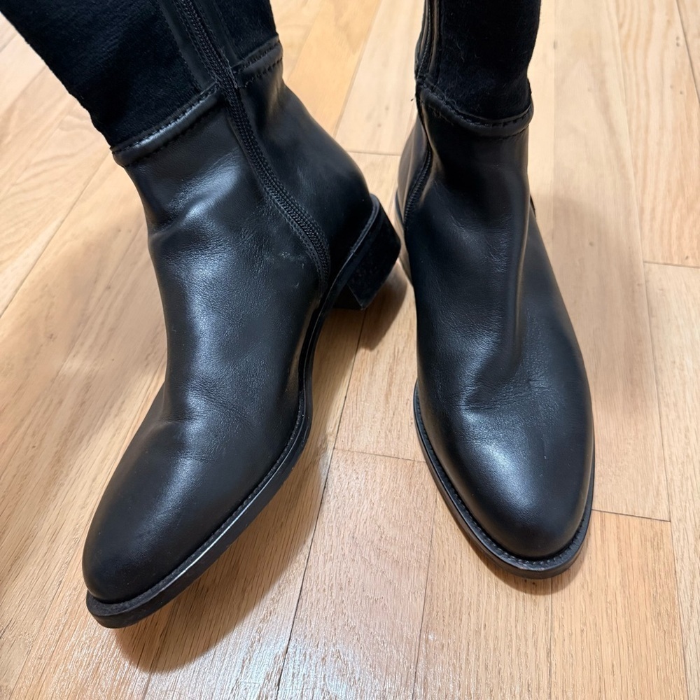 Aquatalia Black Knee-High Tall Leather Boots Size 8.5 Retail for $650 - Picture 6 of 10